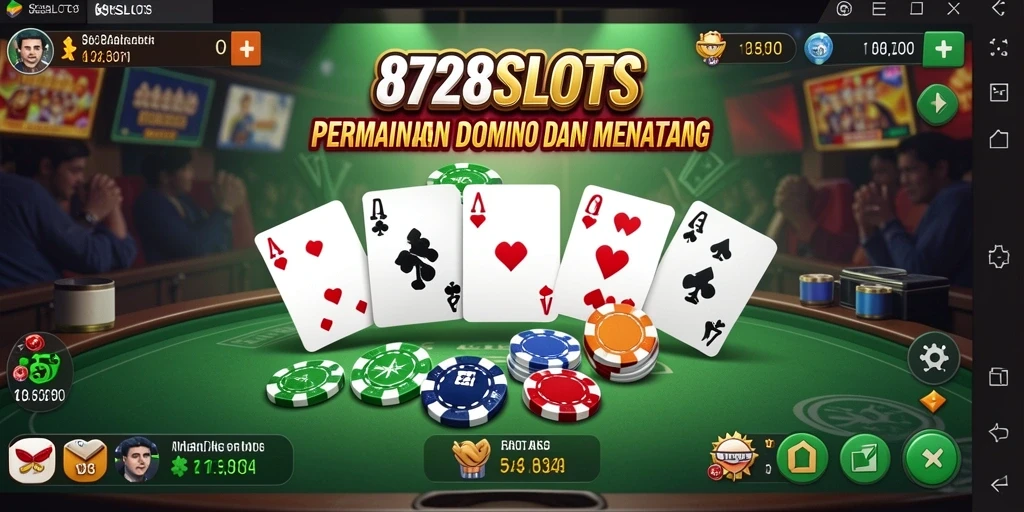 Screenshot gameplay 8728SLOTS menampilkan aksi seru permainan Domino.