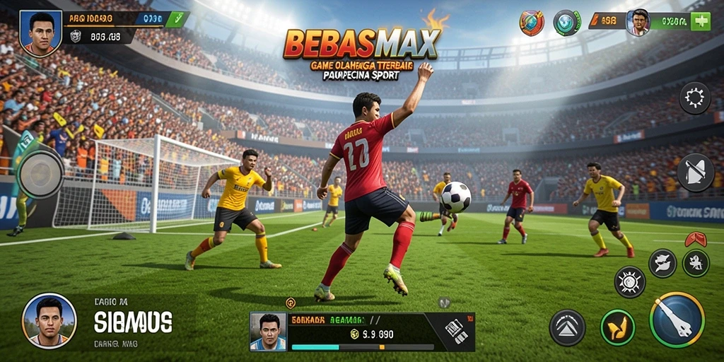 Tampilan gameplay seru di BEBASMAX dengan aksi olahraga yang memukau.
