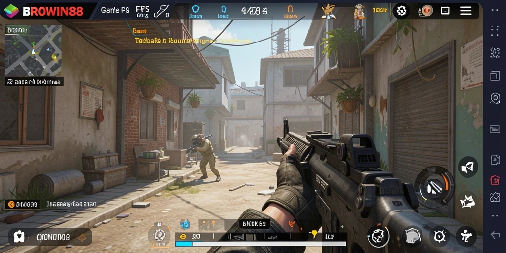 Tangkapan layar BROWIN88 menampilkan aksi intens dalam pertempuran FPS.