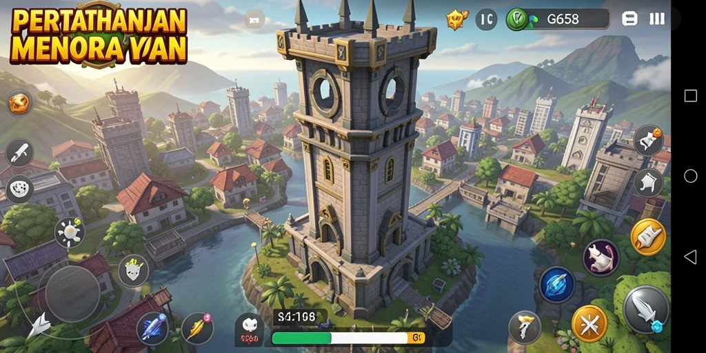 Tangkapan layar gameplay G668 menampilkan strategi Tower Defense yang seru.