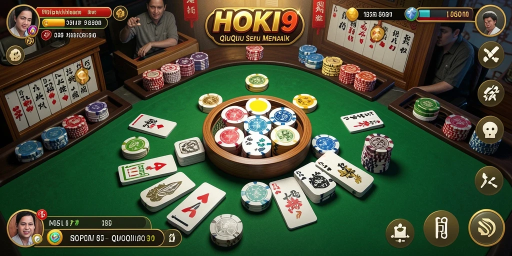 Tampilan gameplay HOKI9 dengan aksi seru permainan QiuQiu.