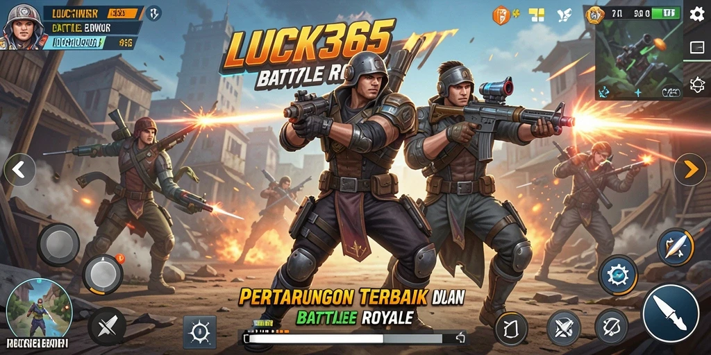 Gameplay LUCK365 yang mendebarkan dalam pertarungan Battle Royale.