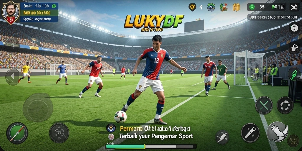 Screenshot gameplay LUCKYDF menampilkan aksi seru dalam permainan olahraga.