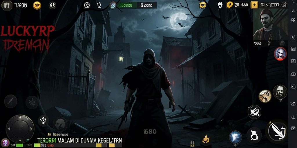 Tangkapan layar gameplay LUCKYRP menampilkan suasana mencekam dan makhluk menyeramkan.