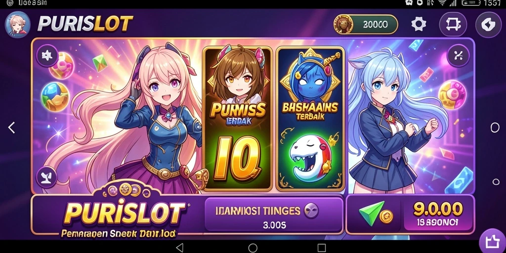 Tampilan gameplay PURISLOT dengan karakter Anime yang memukau.