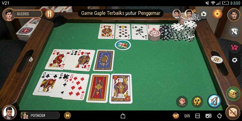 Screenshot V21 menunjukkan gameplay seru Gaple yang interaktif.