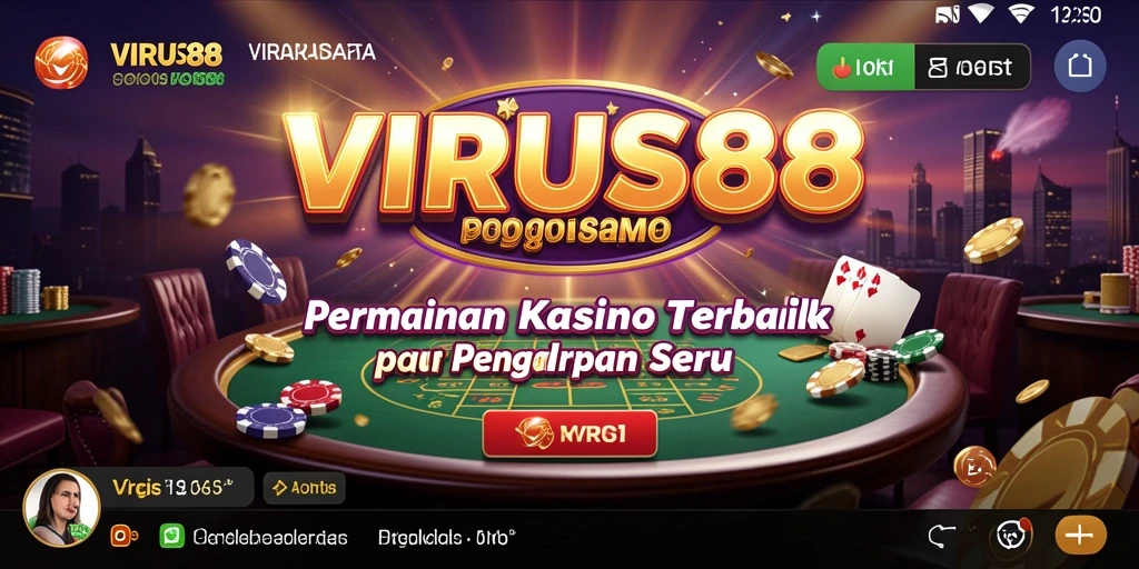 Screenshot gameplay VIRUS88 menampilkan suasana kasino yang mendebarkan.