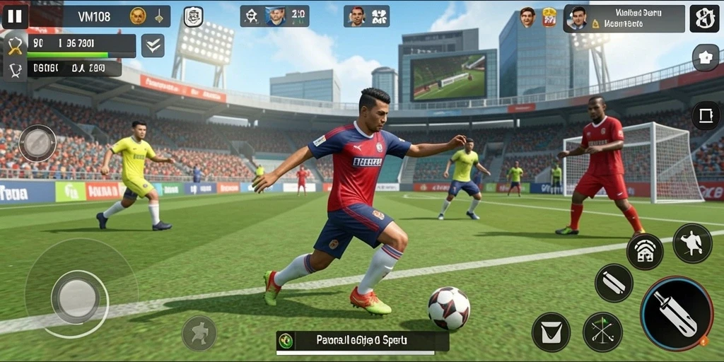 Screenshot gameplay <strong>VM108</strong> menampilkan aksi seru di lapangan olahraga.